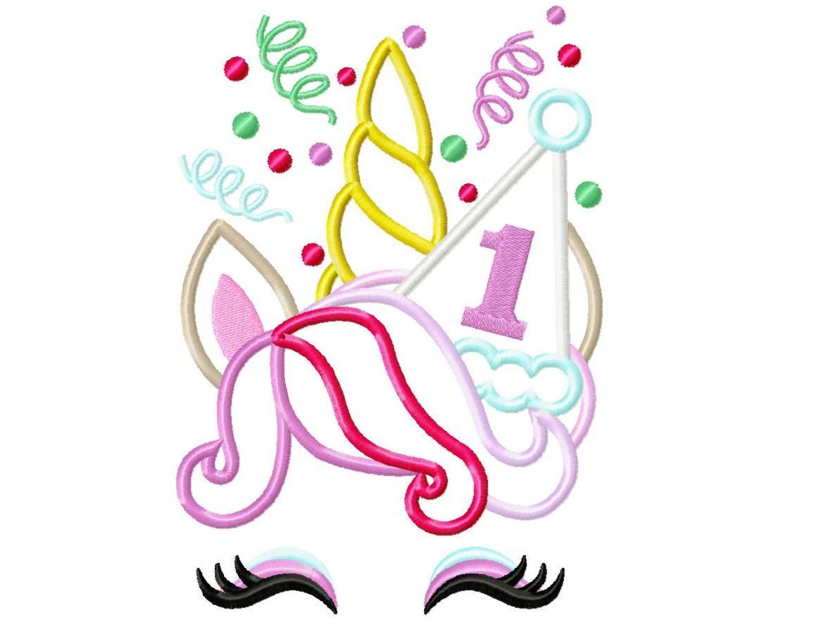 Birthday number ONE 1 rainbow Unicorn confetti crown birthday party hat