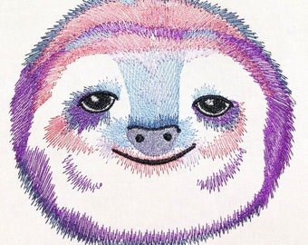 Sloth face, pretty eyes sloth, sloth head machine embroidery designs 4x4, 5x7 adorable cute animal sloth portrait INSTANT DOWNLOAD