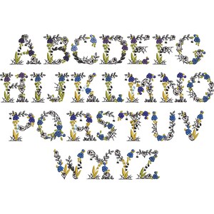 Halloween Spooky Floral Font Ghost Spider Web Boo Alphabet Cobweb Scary ...