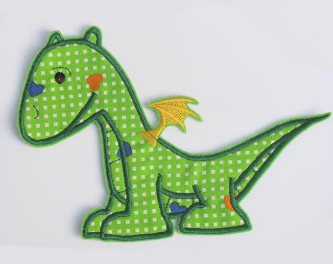 Little Dragon with wings Applique machine embroidery designs multiple sizes hoop 4x4  5x7  6x10 and fill stitch hoop 4x4 kids baby outfit