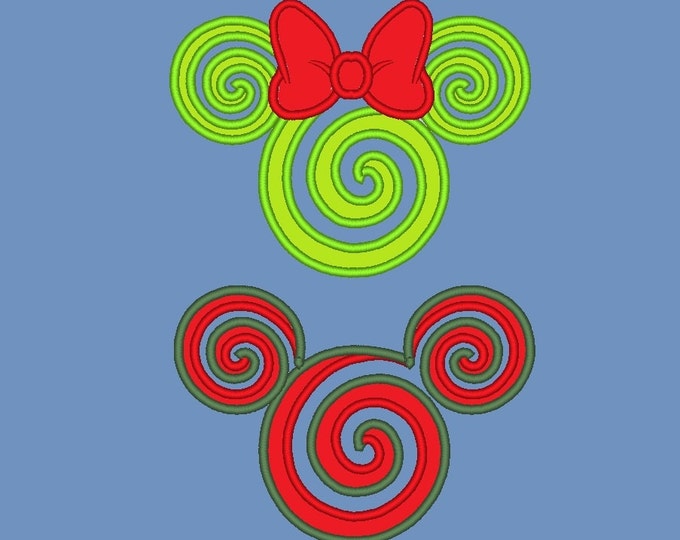 Miss and Mister Magic Christmas lollipop - machine embroidery applique designs - 5x7 INSTANT DOWNLOAD