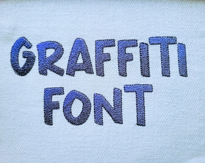 Rainbow iridescent 2 Color graffiti comics FONT alphabet machine embroidery designs gradient font assorted sizes BX incl, NO special thread