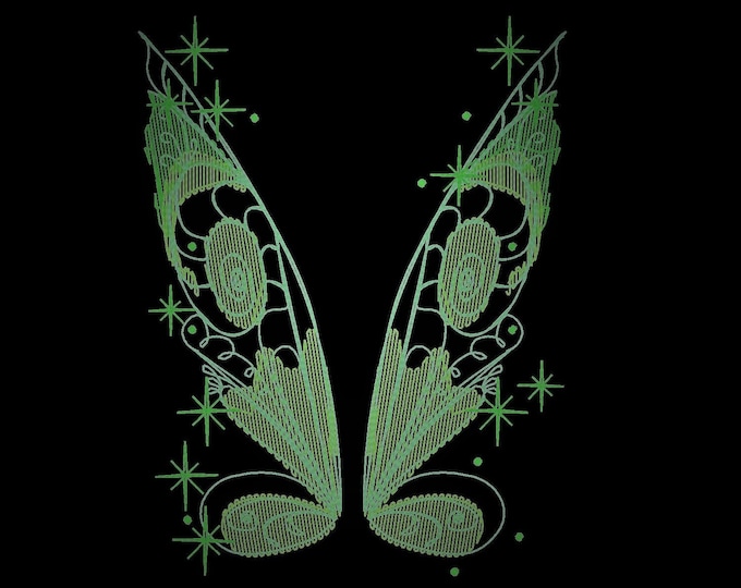 Little Fairy wings/ Glow in the dark special designed machine embroidery / sizes 4x4 and 5x7 / file  INSTANT DOWNLOAD