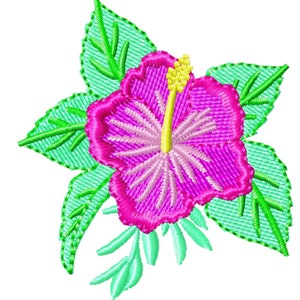Tropical small Mini Fill stitch Hibiscus flower, Hawaii summer flowers embroidery designs  hibiscus flowers small embroidery designs