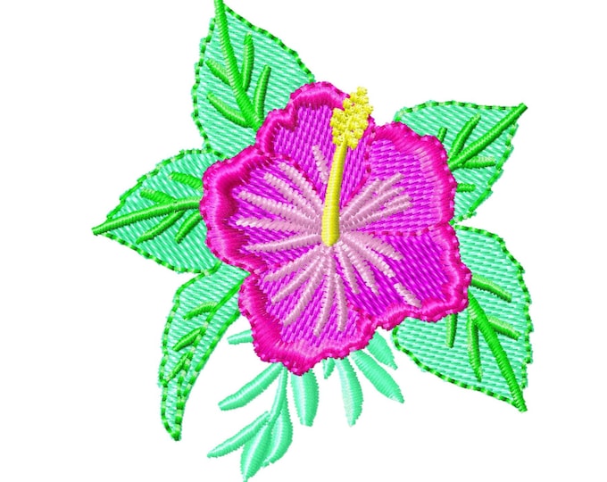 Tropical small Mini Fill stitch Hibiscus flower, Hawaii summer flowers embroidery designs  hibiscus flowers small embroidery designs