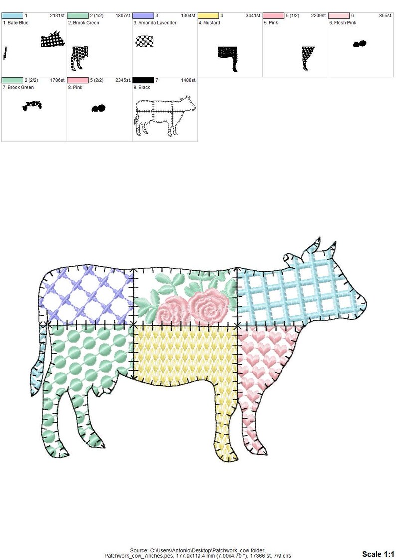 Cow Patch Pattern Patchwork Cow Patterned Farm Animal Cow Machine Embroidery Designs ...