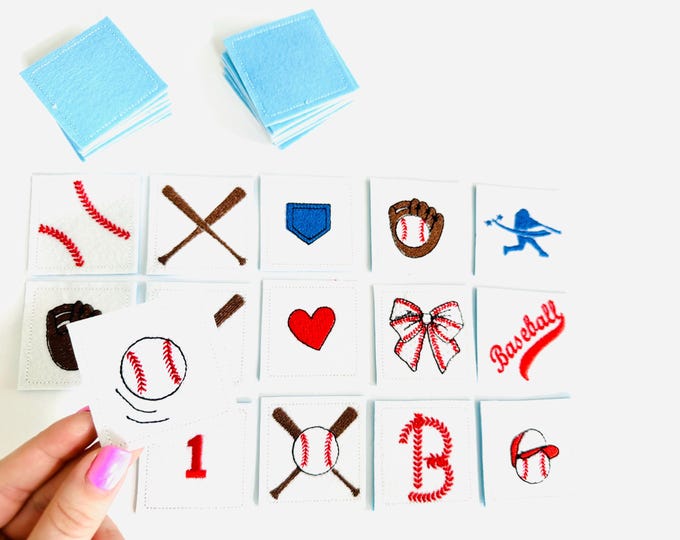 Memory game BASEBALL in the hoop machine embroidery designs download for hoop 4x4  5x7 and 6x10 kids boys sports matching game ITH gift idea