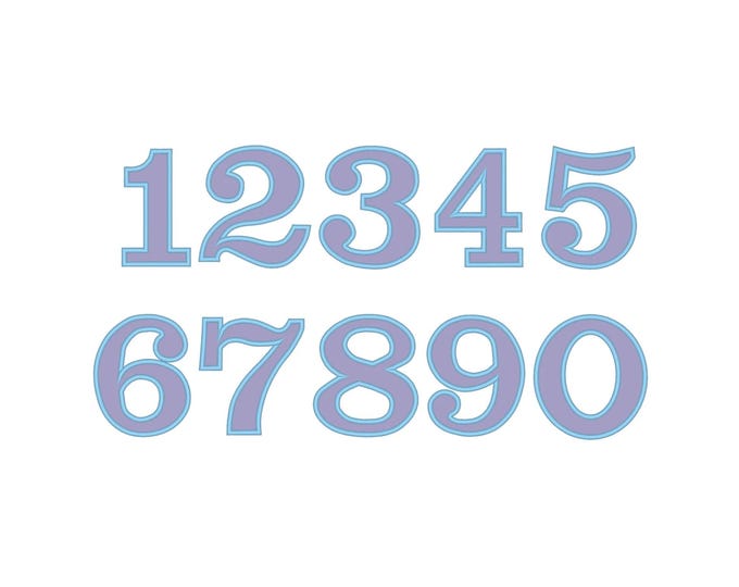 Classic Birthday Numbers 0-9 SET Applique Number machine embroidery designs kids party monogram wide satin stitch sizes 3, 4, 5 inch and BX