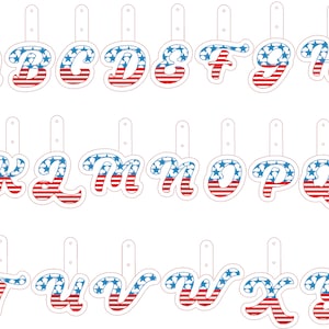 Patriotic 4th July American flag alphabet letters Key Fob Snap Tab ITH in the hoop machine embroidery designs hoop 5x7 keychain project