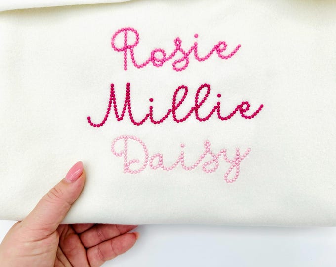 Pearl stitch FONT Bubbly Pearl handwritten script Alphabet Monogram machine embroidery designs kids girls name sizes 1 up to 2 inch, BX