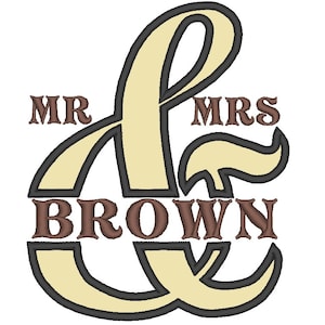 Split Ampersand machine embroidery applique and mini font Set size 4, 5 and 6 inches height INSTANT DOWNLOAD monogram wedding Mr and Mrs image 1