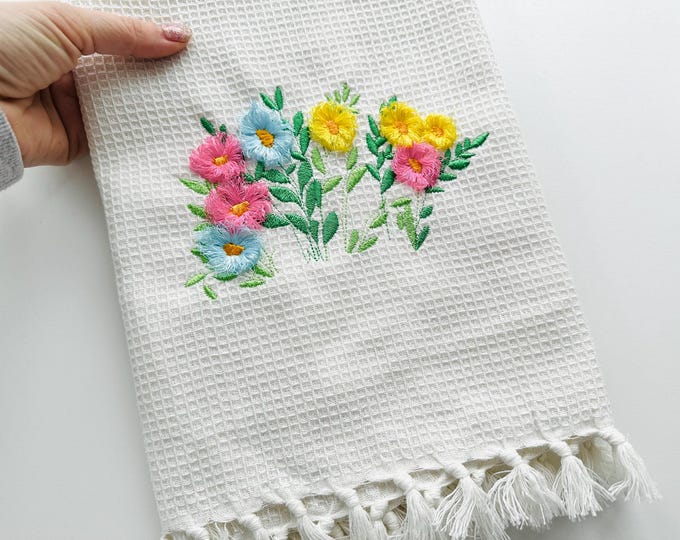 Fringed fluffy Flowers floral bouquet farm Flower machine embroidery designs awesome fringe fur floral garden kids girls t-shirt design