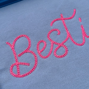 Dense Chain Bold Chain stitch FONT máquina de bordado desenhos em letras do alfabeto suéter de malha feito à mão efeito corrente nome, BX incluído