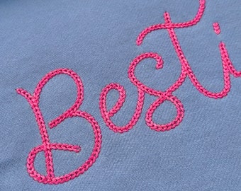 Dense Chain Bold Chain Stitch FONT Maschinenstickdesigns in Alphabet-Buchstaben, Strickpullover, handgemachter Effekt, Kettenname, BX inklusive