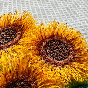 Sunflowers Fringed Flowers Fluffy Fringe Sunflower in 4 Sizes Embroidery Files machine embroidery designs download Sunflower fuzzy design