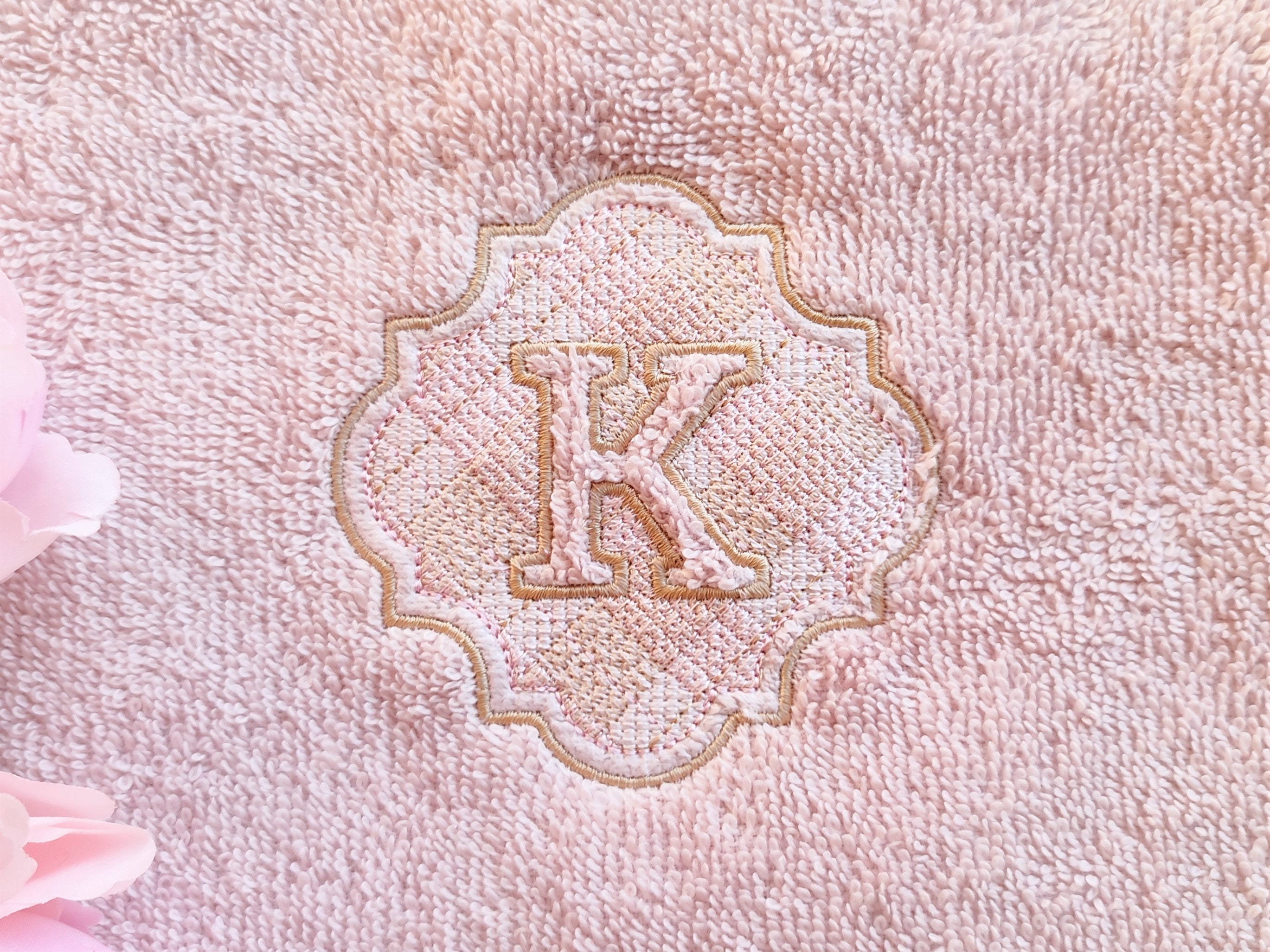 Embossed Terry Towel Monogram Letters A-Z and Gingham Embossed Terry Towel Monogram Letters A-Z and Gingham