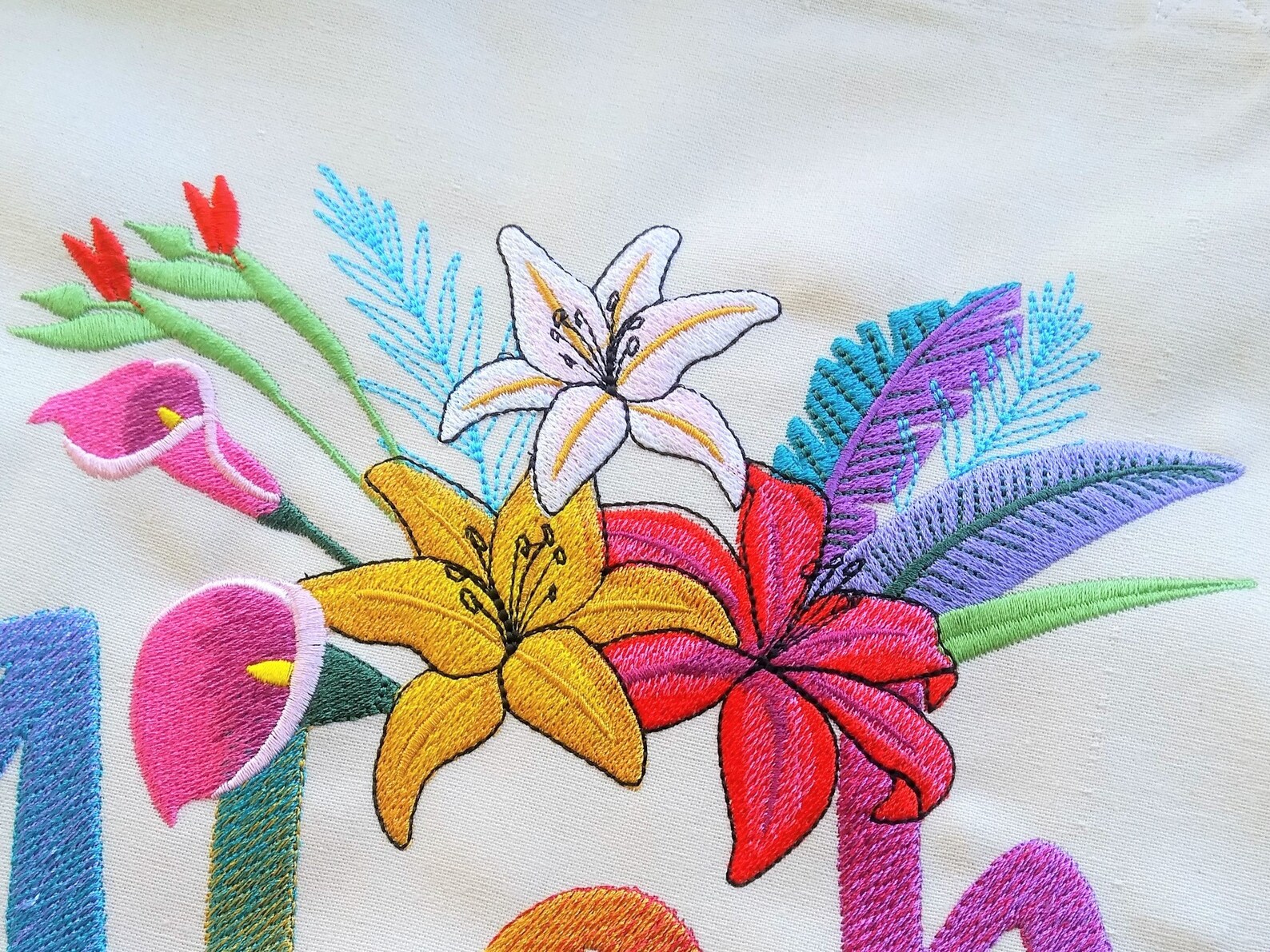 Tropical Flowers Floral Flower Bouquet Machine Embroidery - Etsy