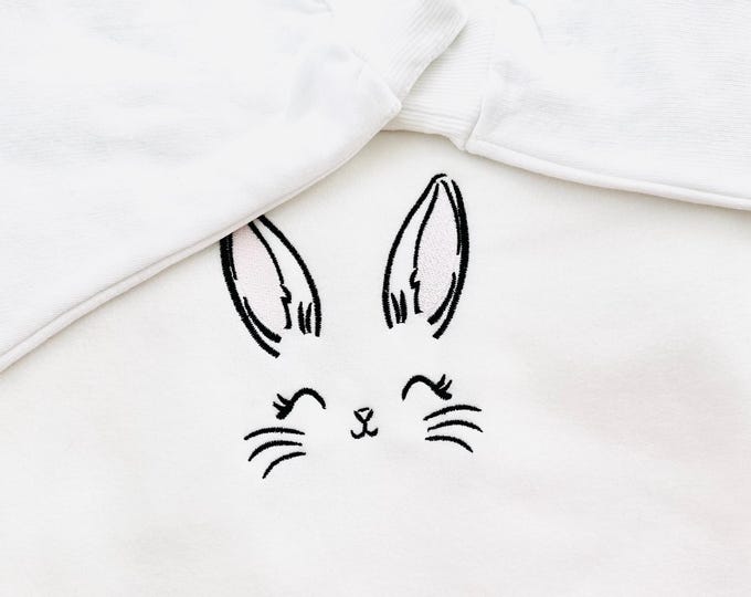 Adorable Bunny face cute Bunny eyes machine embroidery designs kids baby outfit design assorted sizes 4 up to 7 inches Little Bunny head