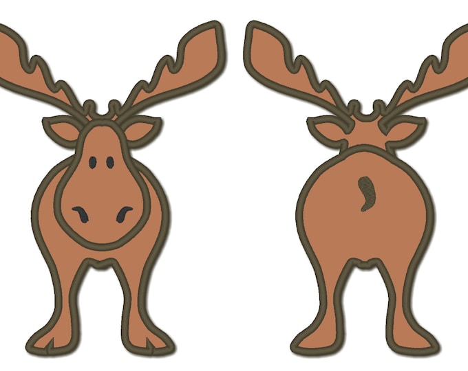 Front and back cute elk - machine embroidery designs - hoops 4x4, 5x7 and 6x10, FRONT BACK KIDS embroidery funny