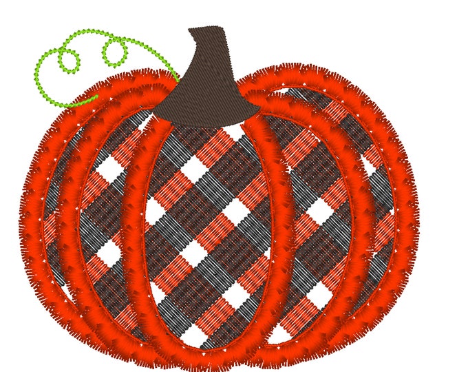 Light stitch tartan gingham Fringed Pumpkin ITH project fringe in the hoop machine embroidery designs fluffy Chenille Fall Pumpkin