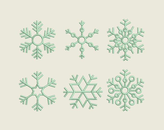 Simply Snowflake SET of 9 types assorted sizes machine embroidery designs sizes for hoop 4x4 quick stitch Christmas winter holiday BX