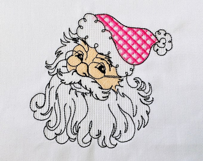 Santa Claus quick light stitch machine embroidery design Christmas Santa portrait  design trendy new embroidery file 4, 5, 6, and 7 inches