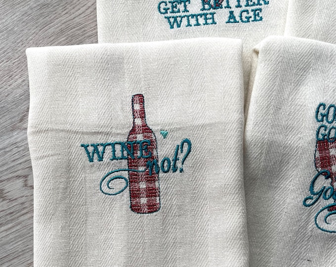 Wine not? kitchen towel machine embroidery designs, primitive wine friends quote saying gingham tartan buffalo plaid check for hoop 4x4, 5x7