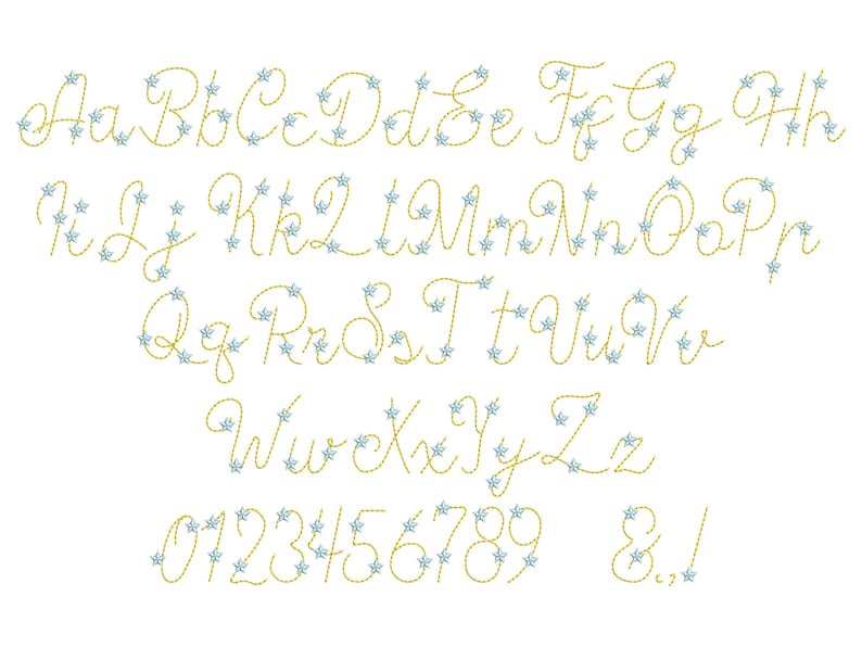 Hand Stitch Effect Starry FONT Machine Embroidery Designs in Assorted ...