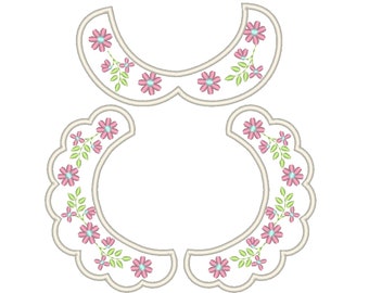 Sewing helper Floral Collar neckline in the hoop ITH project 2 types machine embroidery designs for hoop 4x4, 5x7 for doll toy making kids