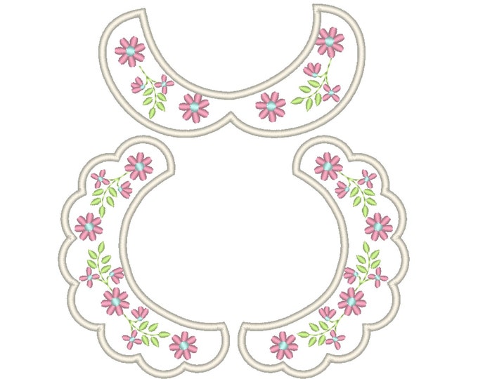 Sewing helper Floral Collar neckline in the hoop ITH project 2 types machine embroidery designs for hoop 4x4, 5x7 for doll toy making kids