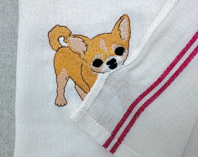 Lovely playing Chihuahua Puppy Dog Mama kitchen dish towel pet animal kids machine embroidery designs ITH project simply in the hoop project