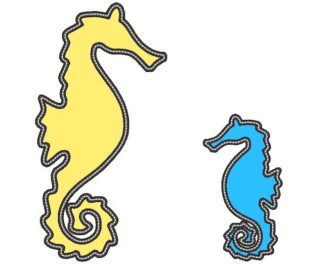 Seahorse applique and fill stitch designs - many sizes for 4x4, 5x7  INSTANT DOWNLOAD