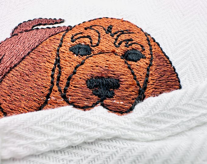 Cute playing Bloodhound Puppy Dog Mama kitchen dish towel pet animal machine embroidery designs ITH simply in the hoop Redbone Coonhound