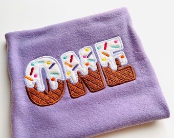 Ice cream and waffle Font Applique machine embroidery designs kids Birthday shirt sweet monogram name A-Z alphabet Ice-cream, BX included