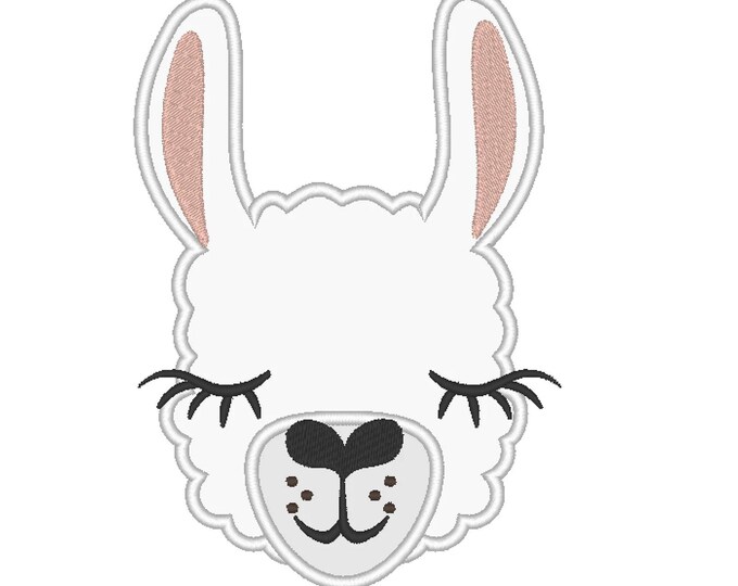 Llama Alpaca head with pretty eyes applique machine embroidery designs  Farm Animal cute kids baby design multiple sizes