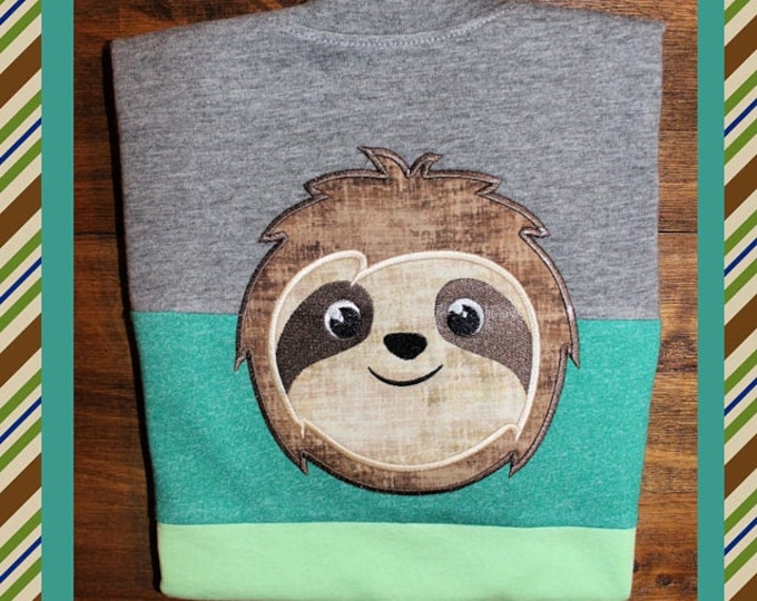 Sloth face, pretty eyes sloth, sloth head applique design, Sloth Embroidery Applique Design - machine embroidery designs 4x4 5x7 6x10