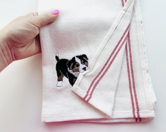 Cute Playing Australian Shepherd Puppy Dog Mama kitchen dish towel pet animal kids machine embroidery designs ITH project simply in the hoop