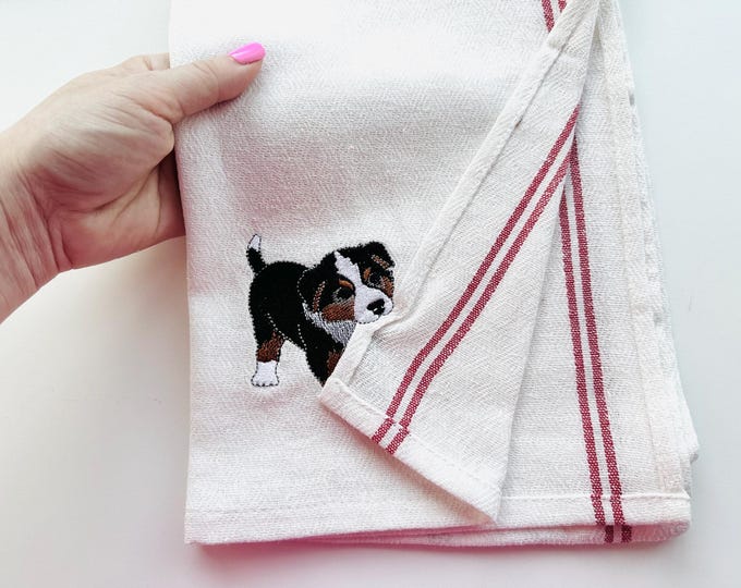 Cute Playing Australian Shepherd Puppy Dog Mama kitchen dish towel pet animal kids machine embroidery designs ITH project simply in the hoop