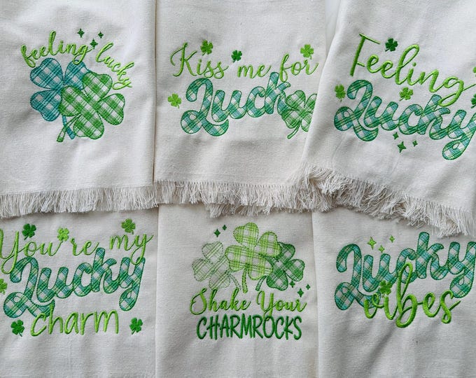 Shamrock Lucky Clover gingham buffalo plaid machine embroidery designs SET of 6 designs t-shirt sweatshirt feeling lucky St Patricks Day