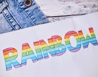 Rainbow Font quick sketch fill bean stitch Font light stitch machine embroidery designs alphabet letters monogram kids boy girl name