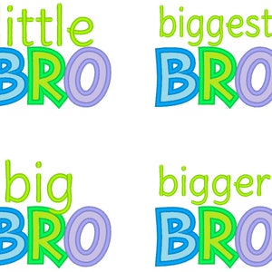 Little Brother, little bro, big brother, big bro saying kids baby boy brothers machine embroidery applique designs for hoop 4x4 and 5x7