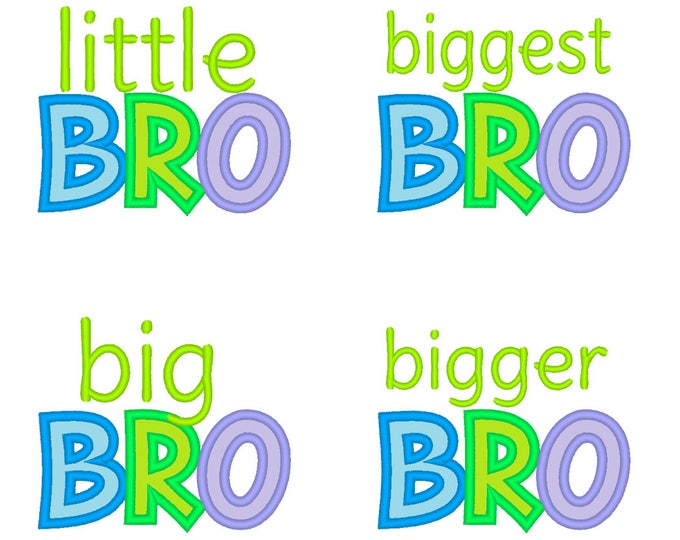 Little Brother, little bro, big brother, big bro saying kids baby boy brothers machine embroidery applique designs for hoop 4x4 and 5x7