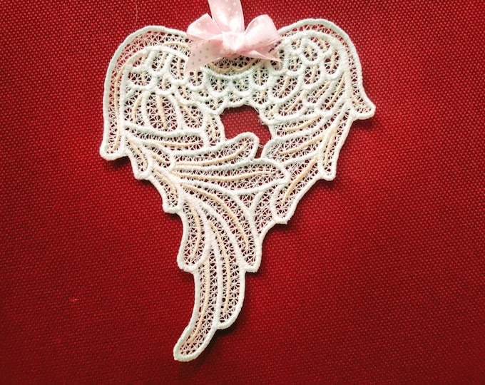 Angel wings FSL, Free standing lace angel wing Christmas decoration embroidery designs 4x4 5x7 assorted sizes