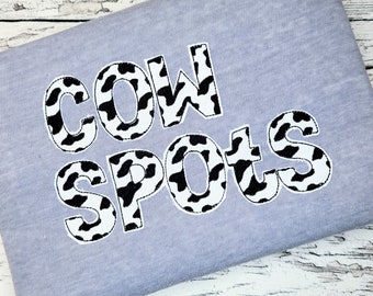 Cow spots patterned Font monogram alphabet letters machine embroidery designs and raggedy applique designs, caps letters and numbers BX incl