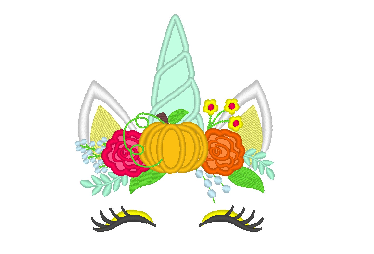 Download Classy Autumn pumpkin Unicorn head with shabby chick roses ...