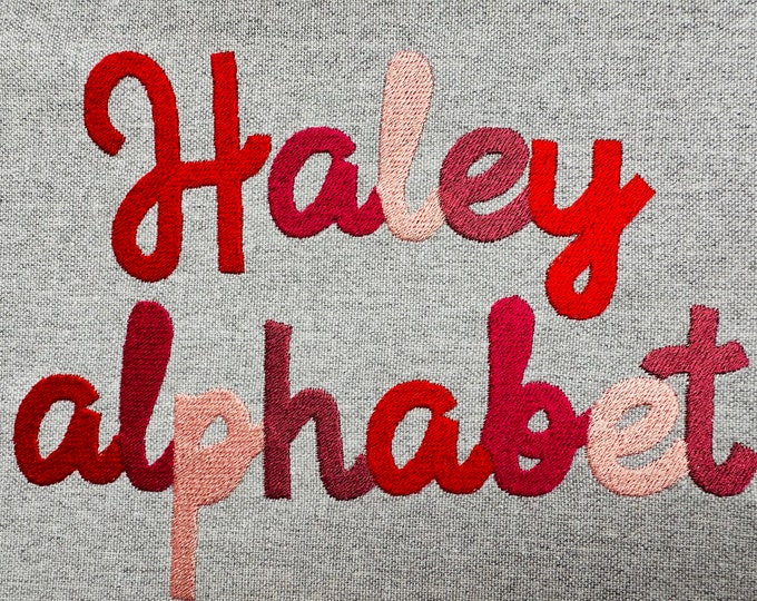 Fill stitch Beauty Font alphabet beach towel baby monogram name machine embroidery designs script font many sizes 1.2 up to 4 inches