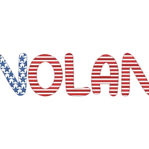 Patriotic kids Stars and Stripes Fonts 2 types machine embroidery designs SET of 2 alphabet letters assorted sizes 4th July Independence Day