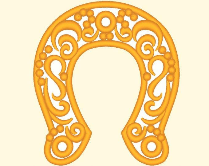 Lucky Horseshoe curly applique embroidery designs - 3, 4 and 5 inches Curly Horseshoe applique INSTANT DOWNLOAD