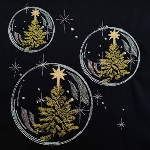 Punto luce singola bolla di Natale e disegno di 3 bolle di sapone, ricamo a macchina con albero di Natale scintillante, telaio 4x4, 5x7