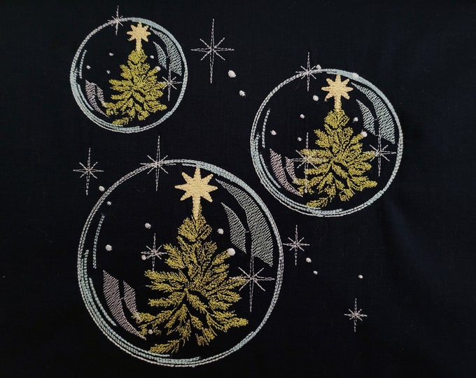 Single Christmas bubble light stitch design and design of 3 soap bubbles, twinkle Christmas tree machine embroidery designs hoop 4x4, 5x7